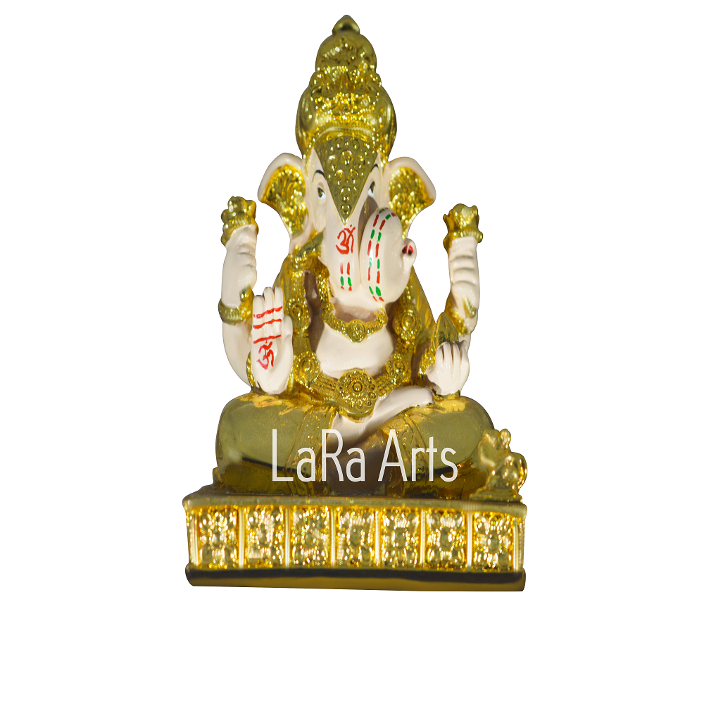 Gold Plated Dagaduseth Ganeshsa Idol (cream)